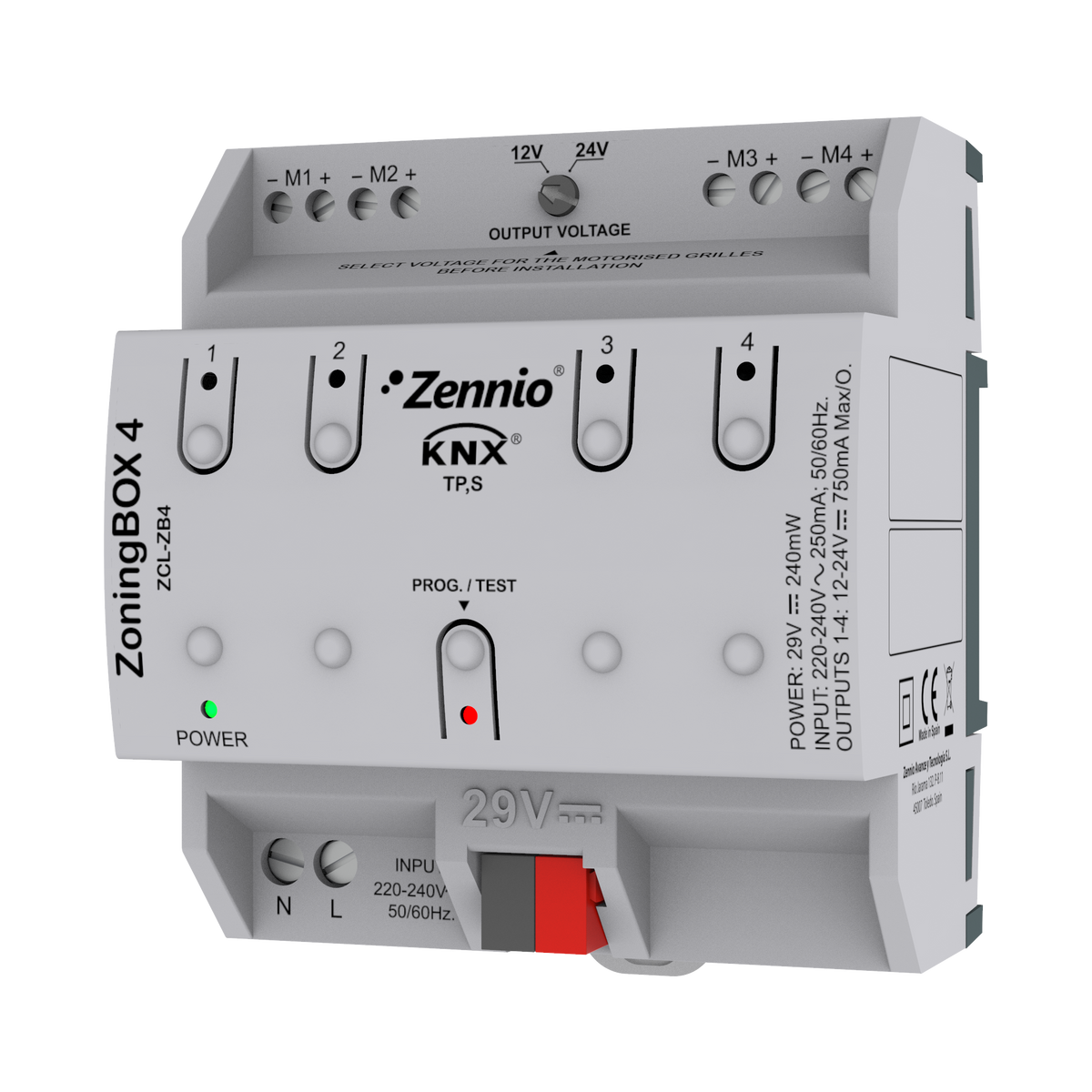 Zennio ZoningBOX 4 – Zoning ducted air-conditioning actuator for up to 4 zones