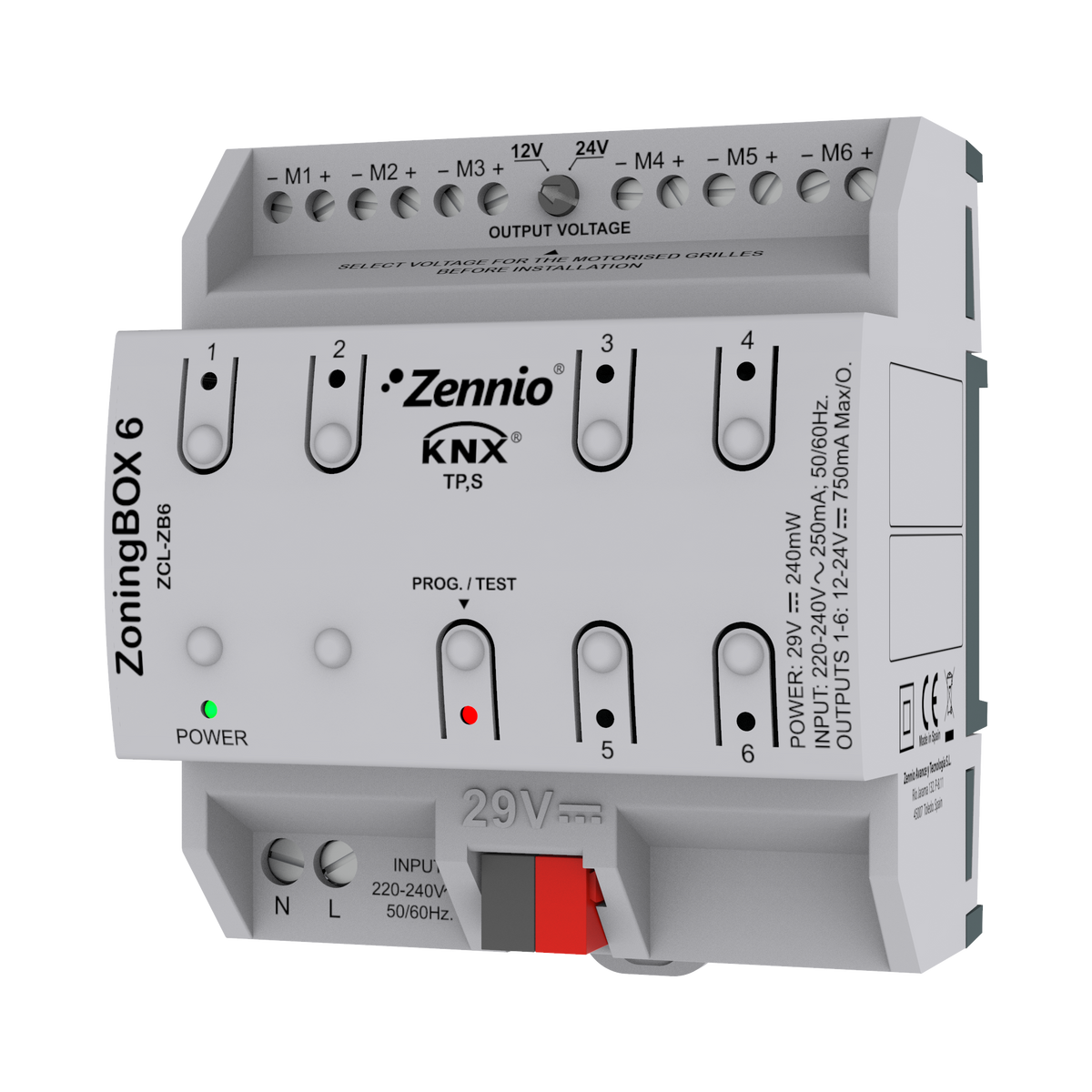 Zennio ZoningBOX 6 – Zoning ducted air-conditioning actuator for up to 6 zones