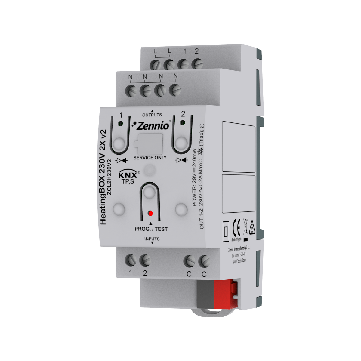 Zennio HeatingBOX 230V 2X v2 – Heating actuator for up to 2 outputs 230VAC and 2 inputs