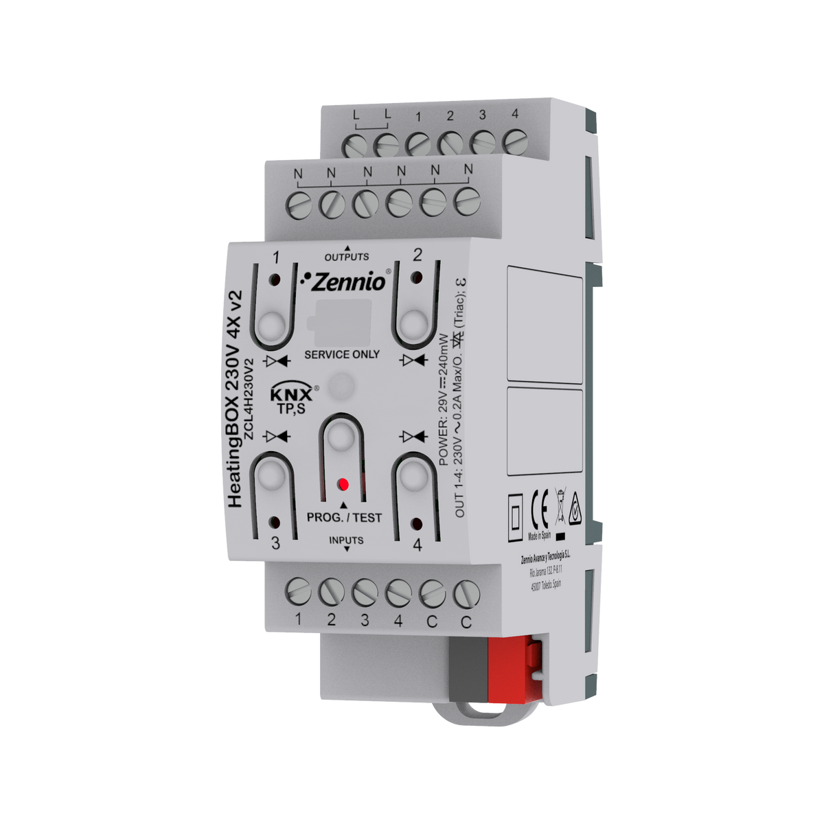 Zennio HeatingBOX 230V 4X v2 – Heating actuator for up to 4 outputs 230VAC and 4 inputs