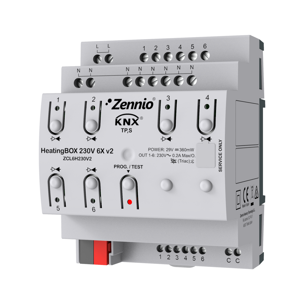 Zennio HeatingBOX 230V 6X v2 – Heating actuator for up to 6 outputs 230VAC and 6 inputs