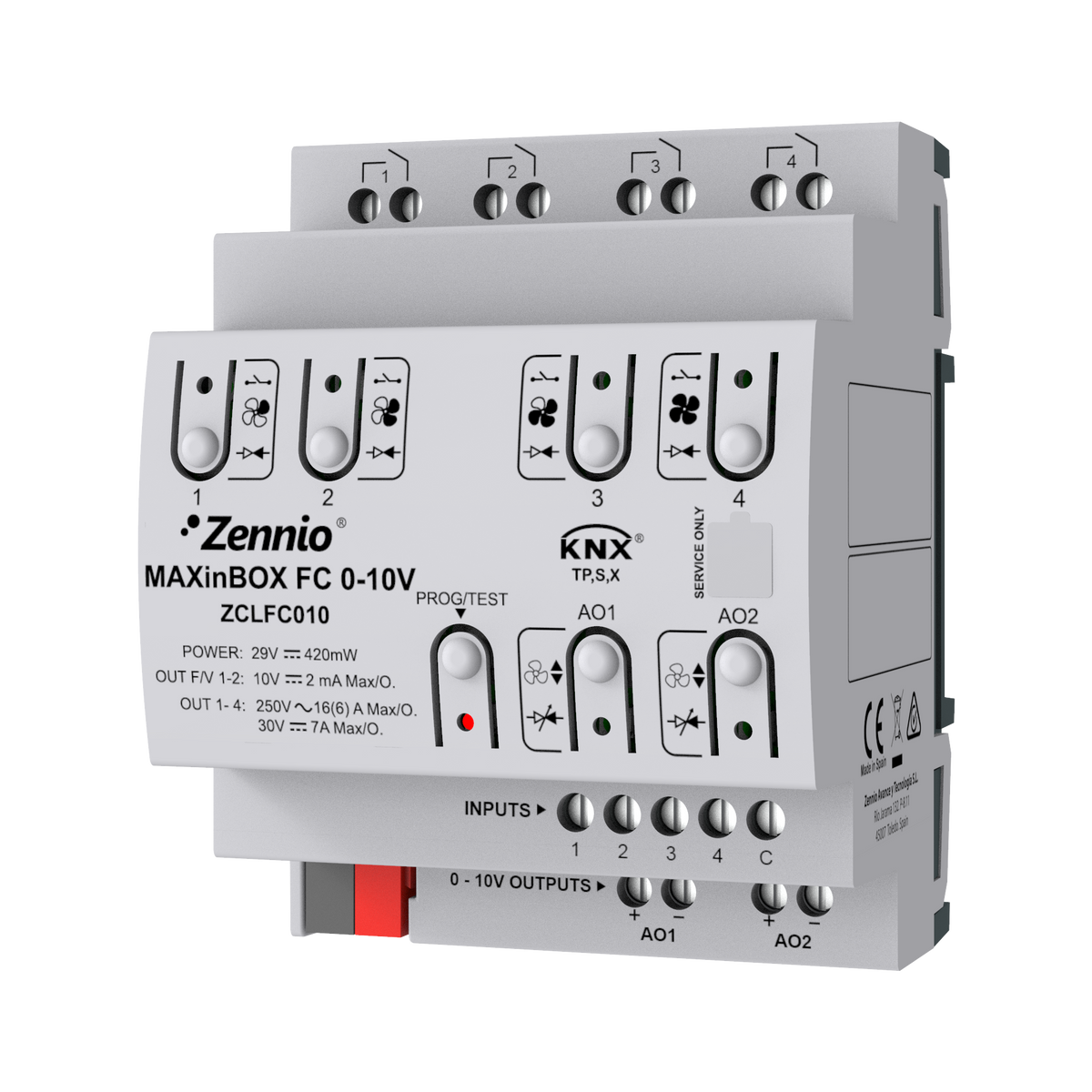 Zennio MAXinBOX FC 0-10V – Fan coil controller for 2/4-pipe units with 0–10 VDC control of fan and/or valves