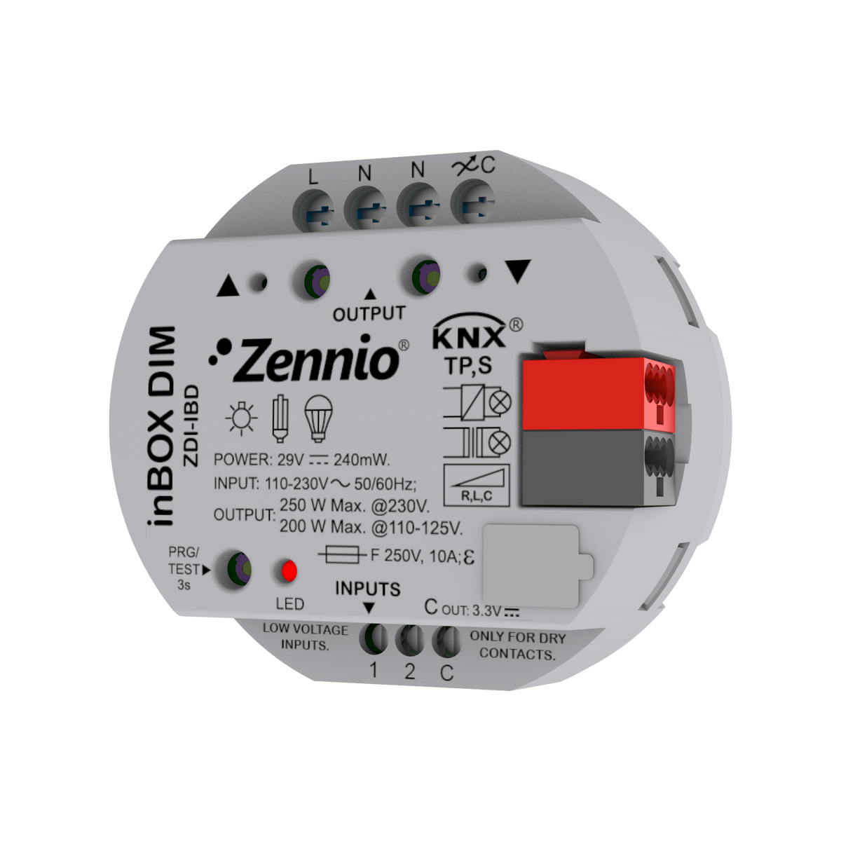 Zennio inBOX DIM – Universal dimmer for flush mounting. 1 channel x 250W