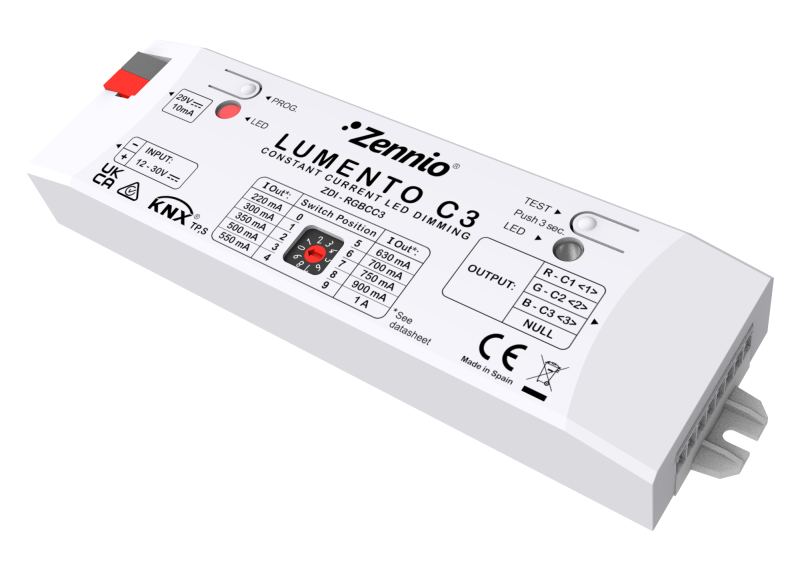 Zennio Lumento C3 – 3-channel constant current PWM dimmer for DC LED loads