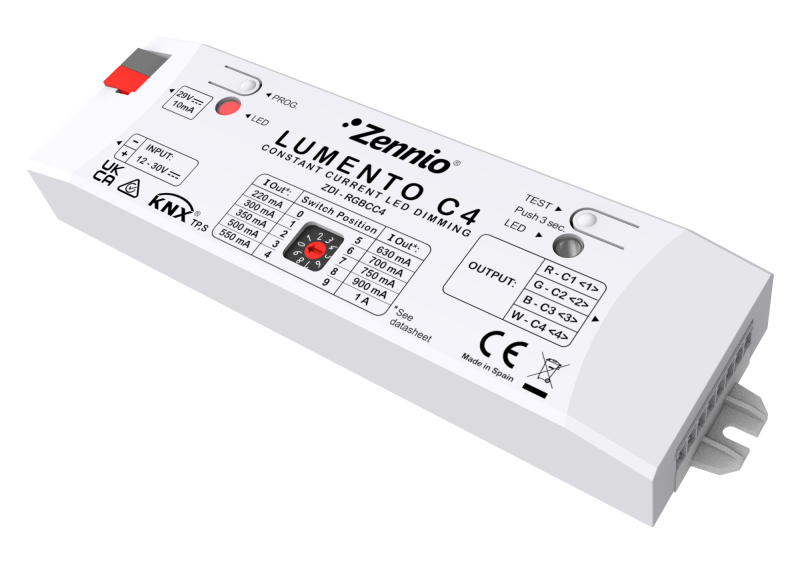 Zennio Lumento C4 – 4-channel constant current PWM dimmer for DC LED loads