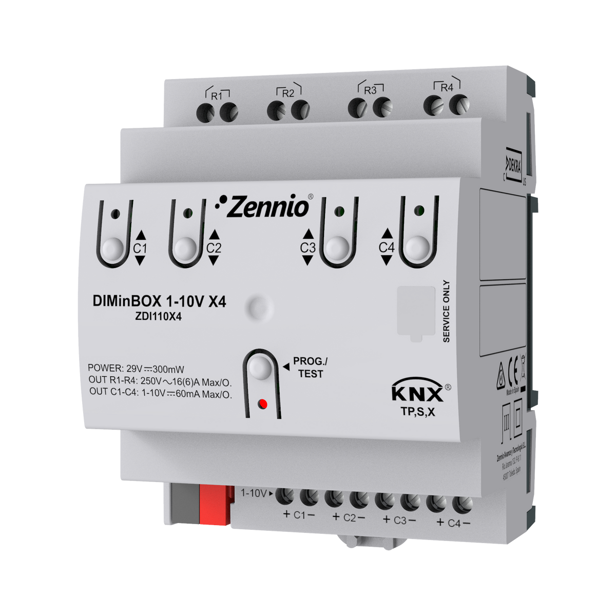 Zennio DIMinBOX 1-10V X4 – Dimming actuator with 4 channels for 1-10V ballasts
