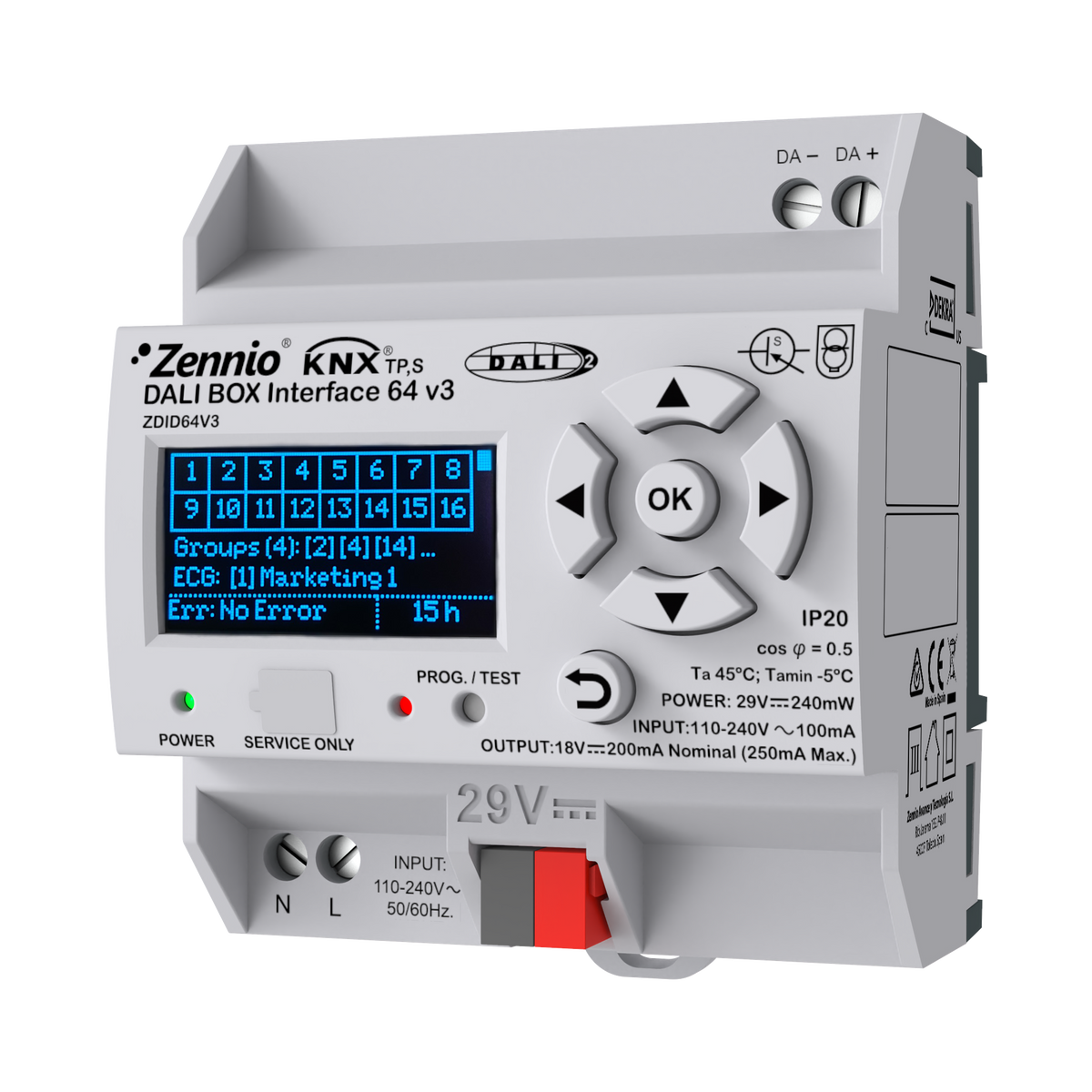 Zennio DALI BOX Interface 64 v3 – KNX-DALI Interface for up to 64 ballasts per channel, 1 channel