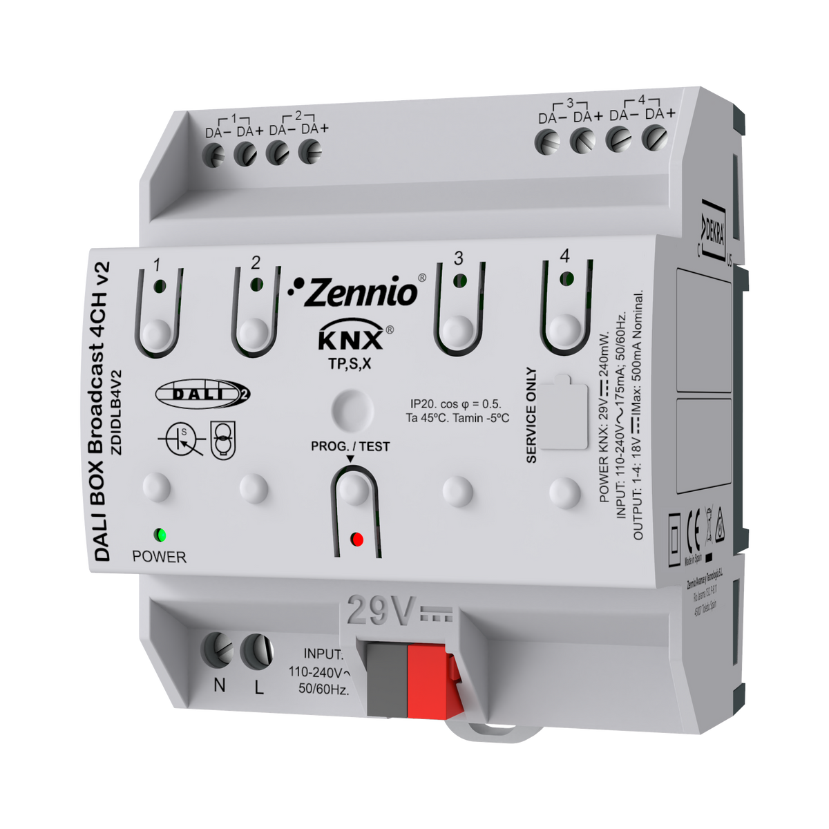Zennio DALI BOX Broadcast 4CH v2 – KNX-DALI Broadcast Interface to control up to 250 ballasts in 4 channels