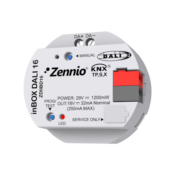 Zennio inBOX DALI 16 – KNX-DALI Interface for flush mounting for up to 16 ballasts and 16 groups, 1 channel