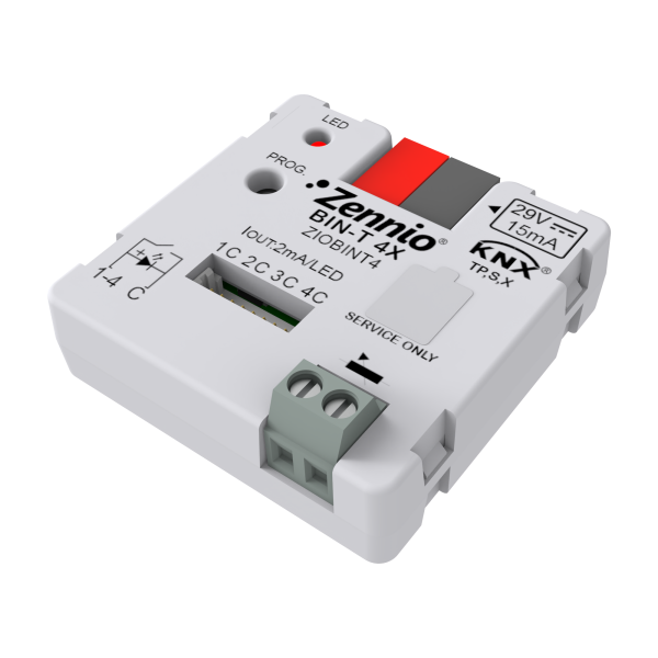 Zennio BIN-T 4X – Universal Interface 4 binary inputs/LED outputs and 1 temperature sensor input