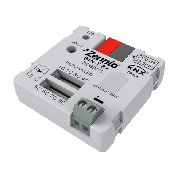 Zennio BIN-T 8X – Universal Interface 8 binary inputs/LED outputs and 1 temperature sensor input