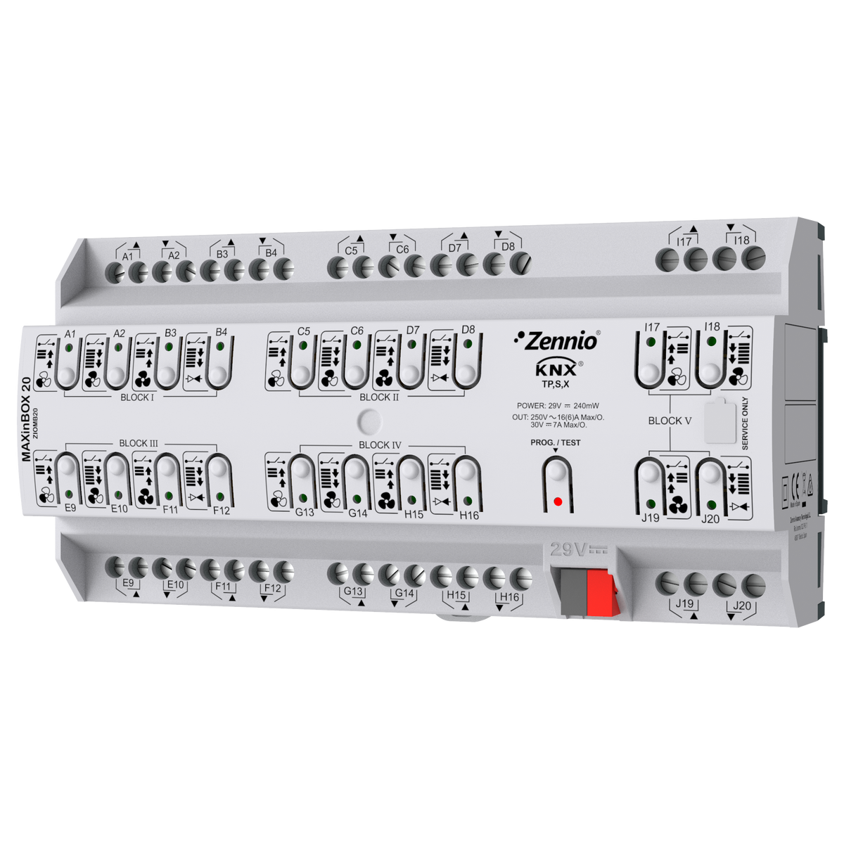 Zennio MAXinBOX 20 – KNX multifunction actuator with KNX Secure, 20 outputs 16A
