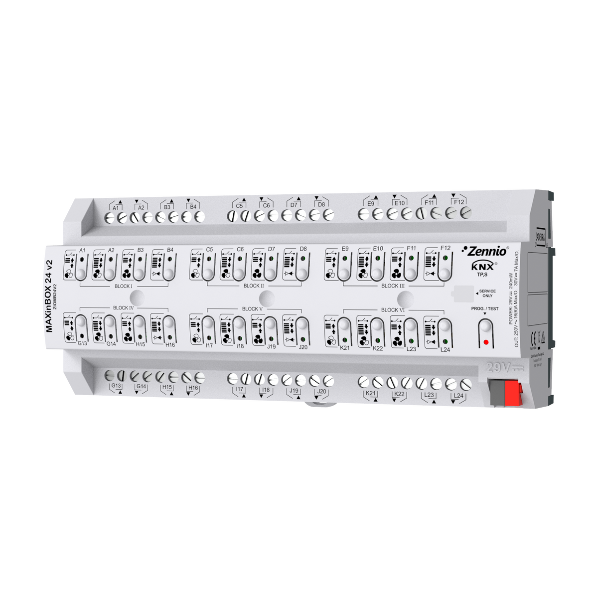 Zennio MAXinBOX 24 v2 – KNX multifunction actuator, 24 outputs 16A