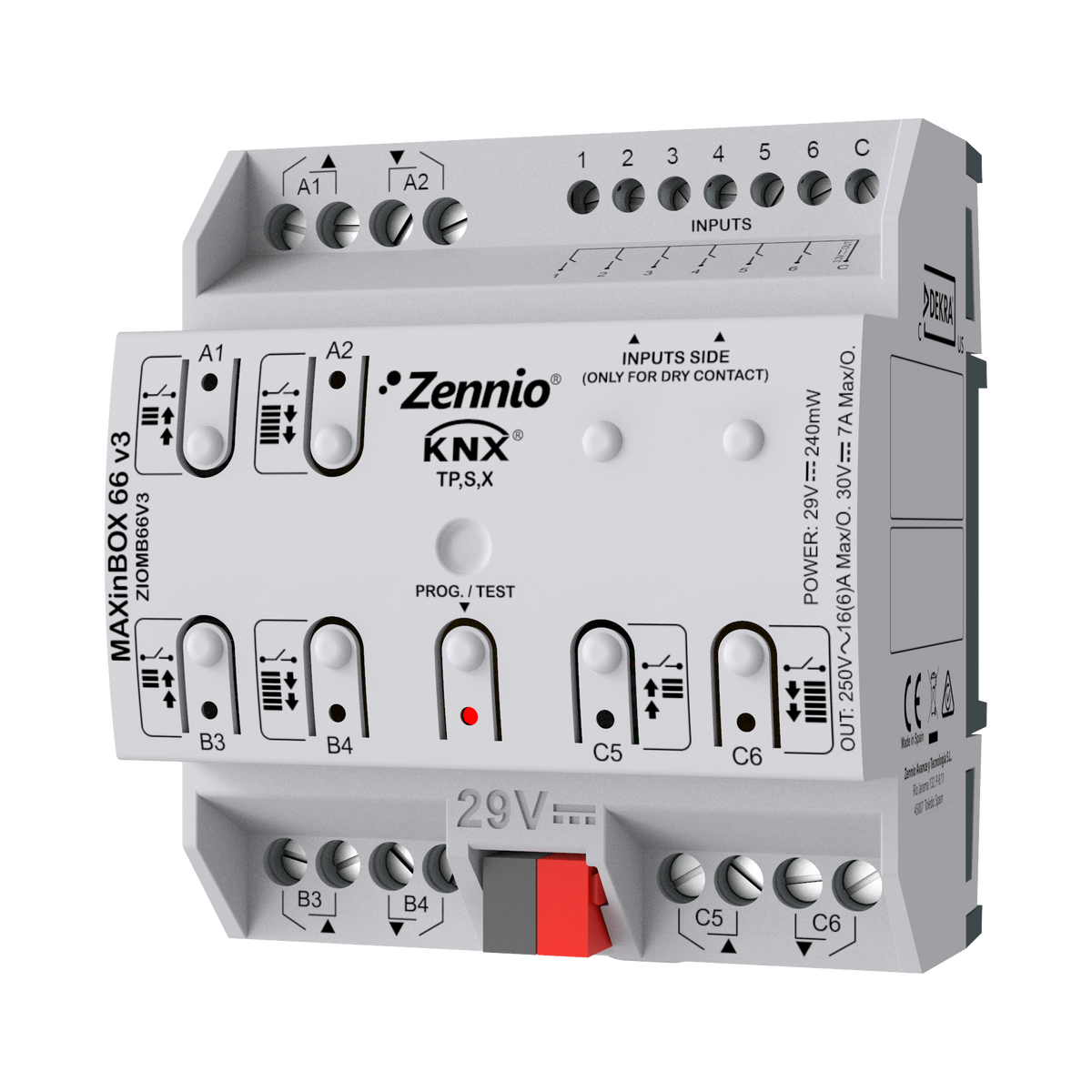 Zennio MAXinBOX 66 v3 – KNX multifunction actuator with KNX Secure, 6 outputs 16A / 6 inputs A/D