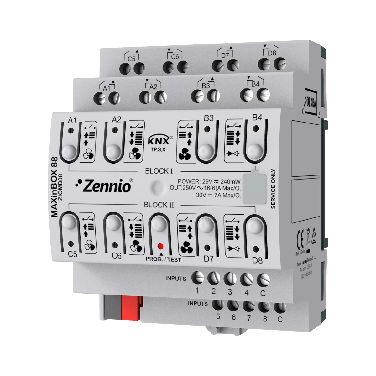 Zennio MAXinBOX 88 – KNX multifunction actuator with KNX Secure, 8 outputs 16A / 8 inputs A/D