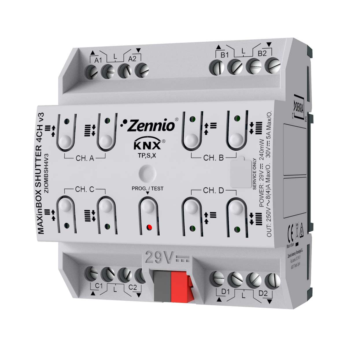 Zennio MAXinBOX SHUTTER 4CH v3 – Shutter actuator with KNX Secure 4 channels