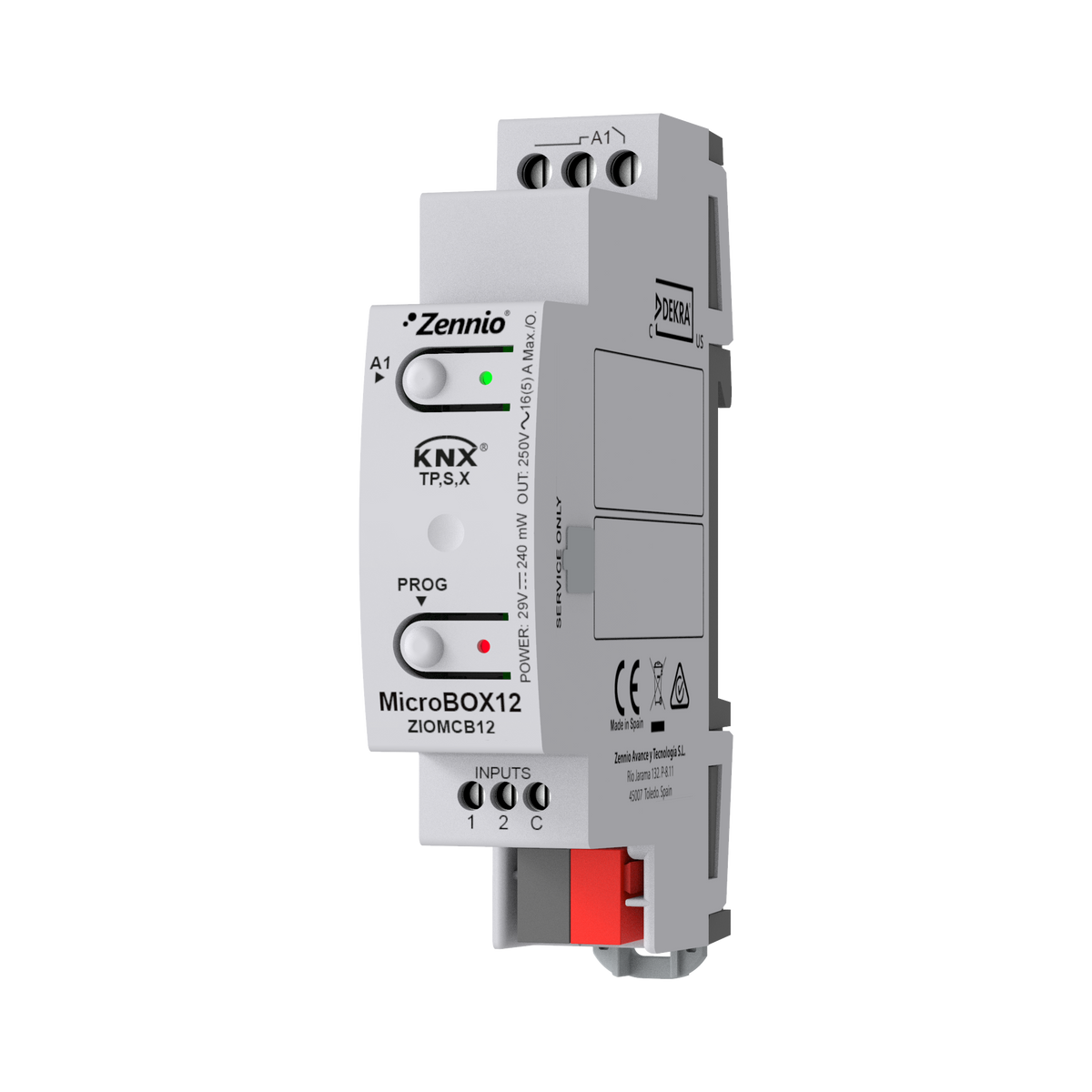 Zennio MicroBOX 12 – KNX actuator with KNX Secure, 1 output 16A / 2 inputs A/D