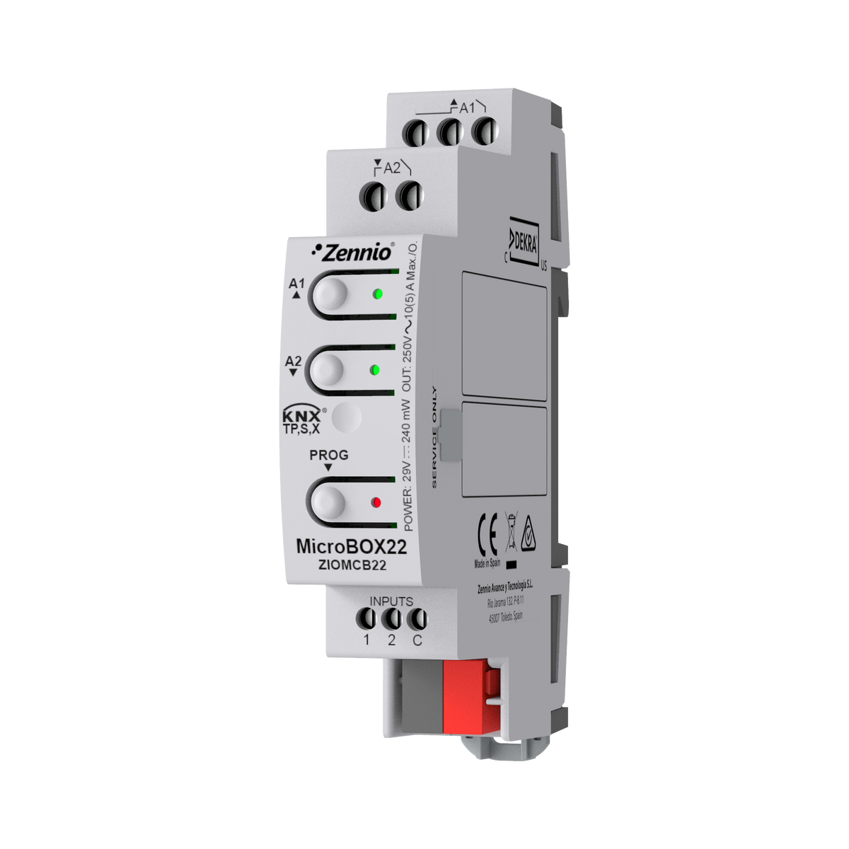 Zennio MicroBOX 22 – KNX multifunction actuator with KNX Secure, 2 outputs 16A / 2 inputs A/D