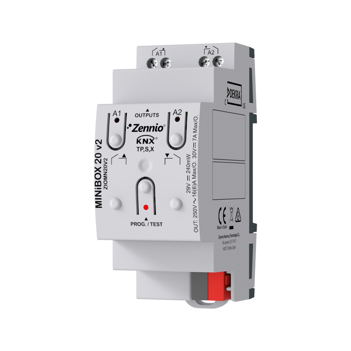Zennio MINiBOX 20 v2 – KNX multifunction actuator with KNX Secure, 2 outputs 16A