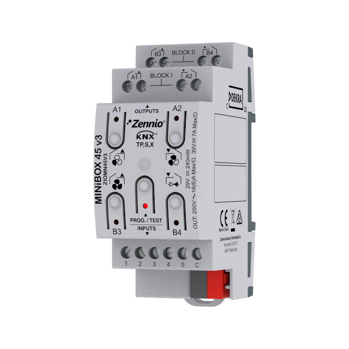 Zennio MINiBOX 45 v3 – Fan coil controller with KNX Secure for 2-pipe unit / 5 inputs A/D