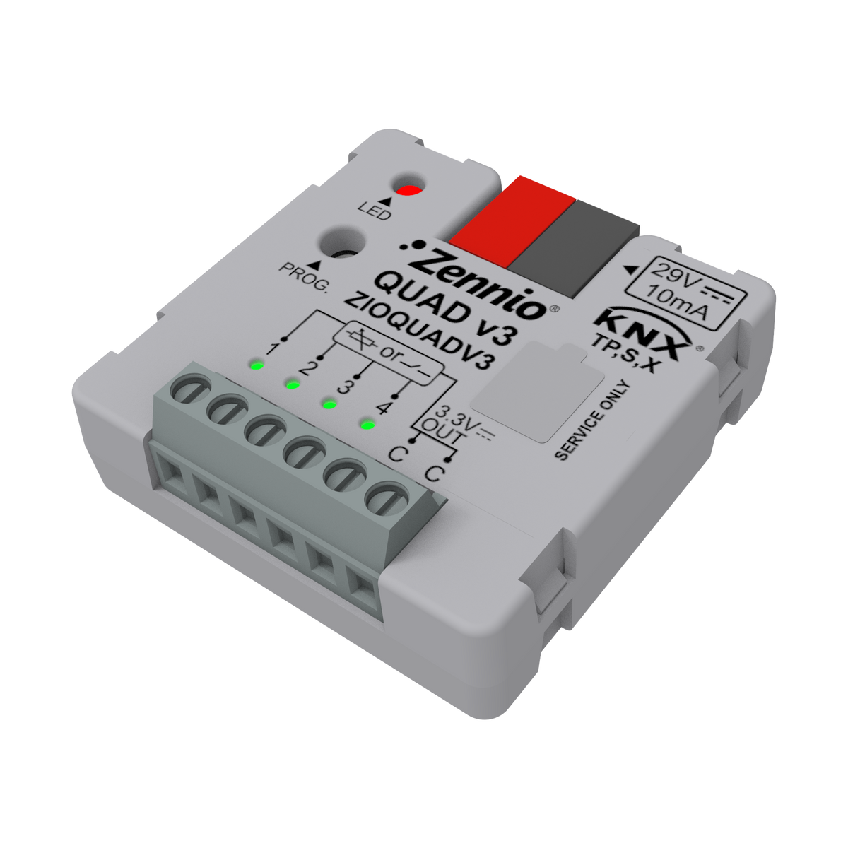 Zennio QUAD v3 – Input module with 4 analog-digital inputs with status indicator LEDs