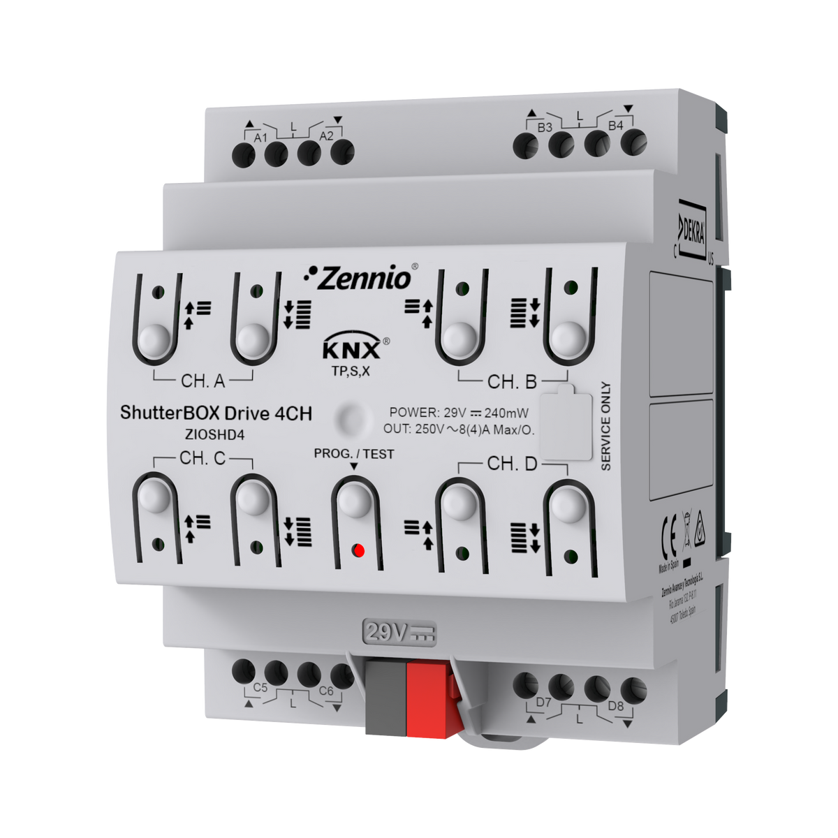 Zennio ShutterBOX Drive 4CH – 4-channel shutter actuator with automatic travel time detection
