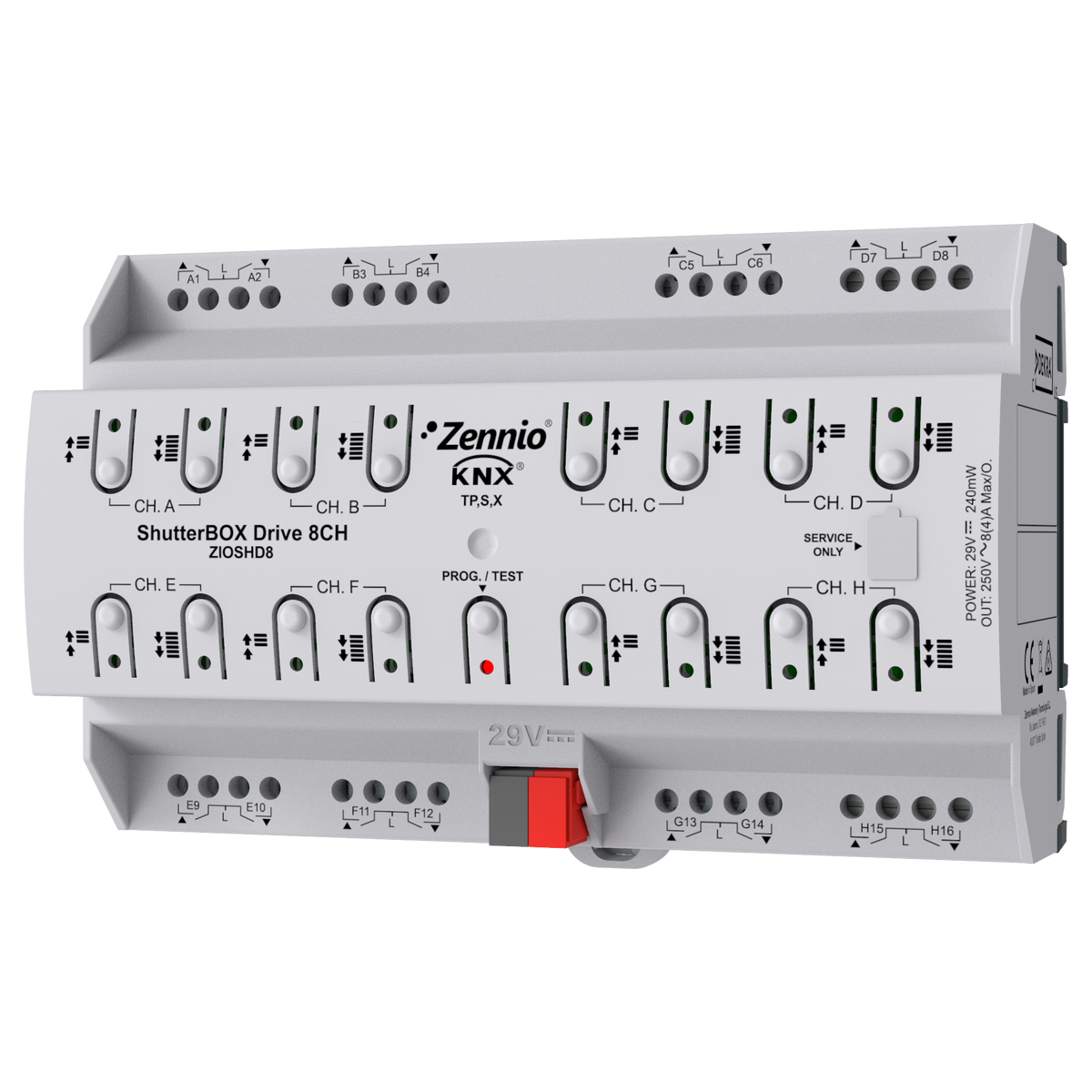 Zennio ShutterBOX Drive 8CH – 8-channel shutter actuator with automatic travel time detection and KNX Secure