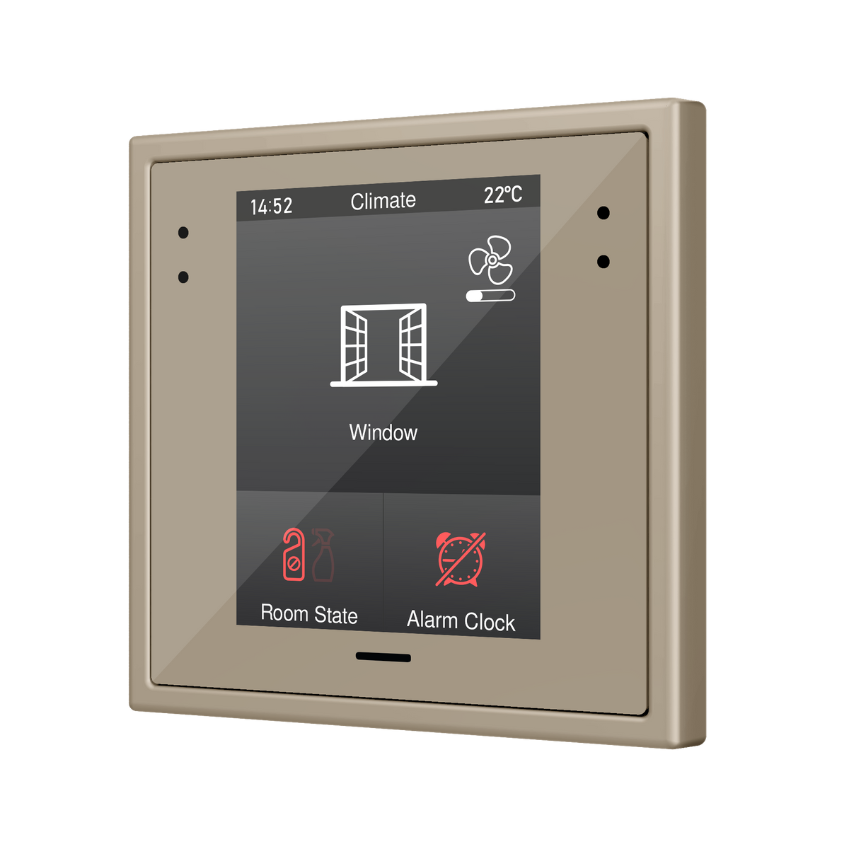 Zennio Z28 – Capacitive touch panel (2.8" display) for 70x70 frames (frame not included) — Champagne