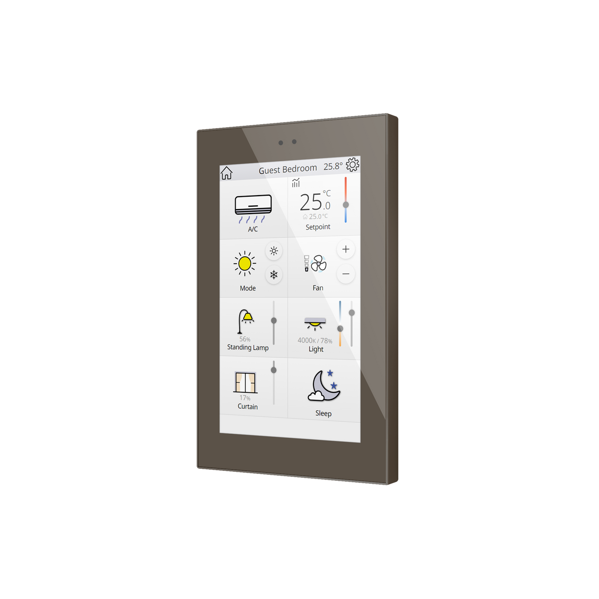 Zennio Z50 – Color capacitive touch panel (5" display) — Mocha