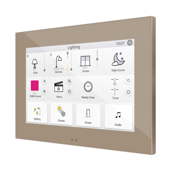 Zennio Z70 v2 – Color capacitive touch panel (7" display) — Champagne